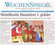 Pressebeitrag 'Weinfürstin Hannelore I. gekürt' WochenSpiegel 31.10.2012